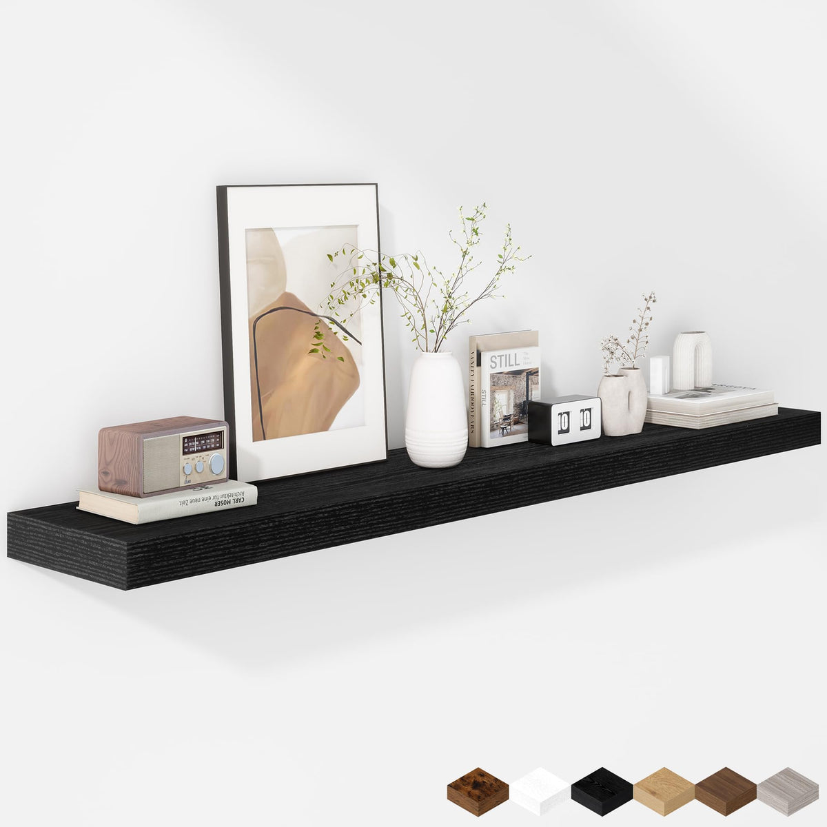Fun Memories Floating Shelves - 2 Pack 12 Inch Rustic Wooden Wall Shelves - Extra Deeper & Thicker Wall Mounted Storage Shelf for Living Room, Kitchen, Farmhouse - 36" W x 12" D x 1.8" H - Brown