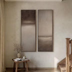 Large Framed Beige Cream Abstract Vertical Wall Art for Hallway, 2 Piece