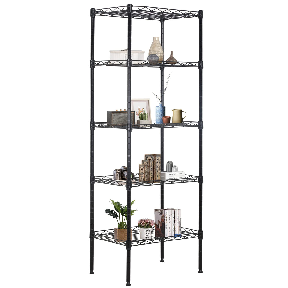 FDW | 6-Tier Wire Shelf with Wheels | 45" x 18" x 82" | Chrome
