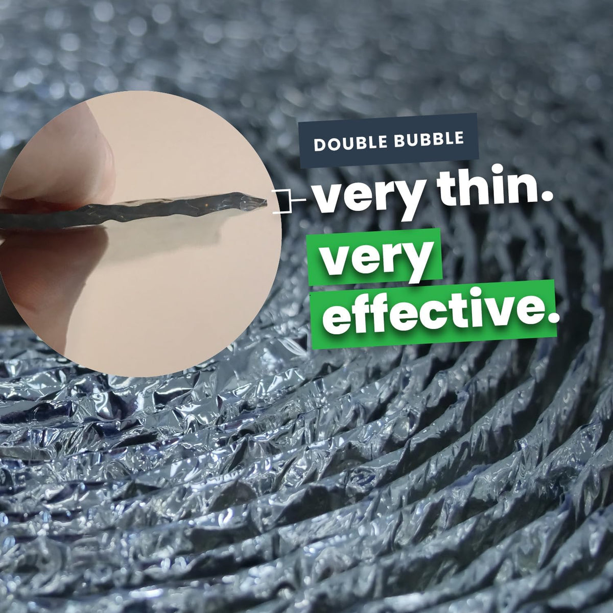 EcoFoil Double Bubble Insulation Roll 48" x 75' (300 sq. ft.), 6.35mm Thick, Made-in-USA Double Bubble Reflective Foil Insulation Roll for Cold & Warm Climates, Radiant Barrier, Foil Color