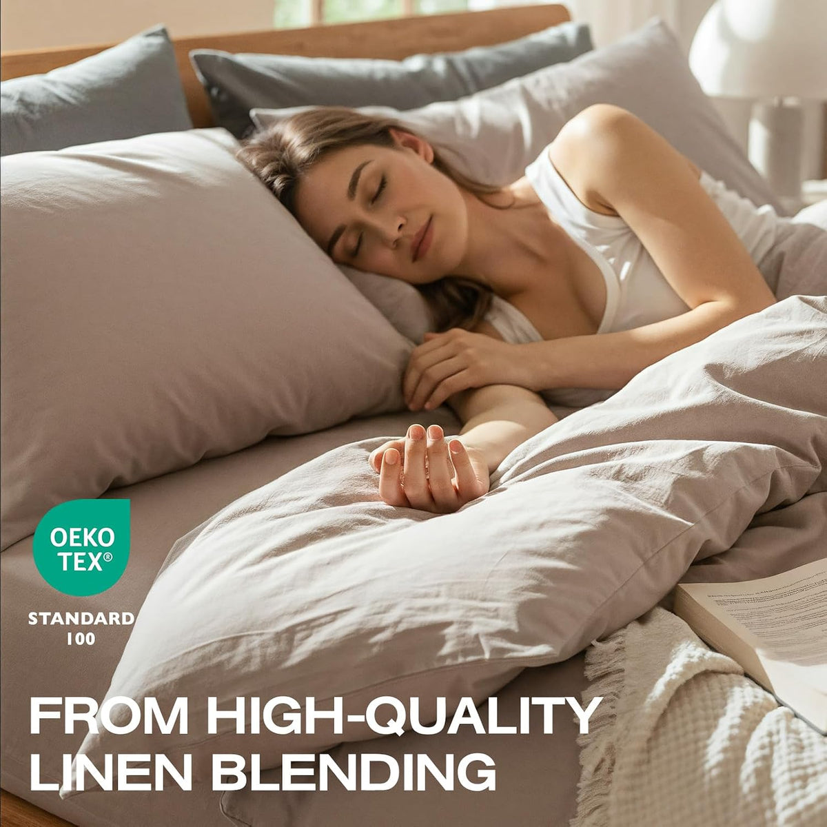 100% Linen Duvet Cover, Soft 3pcs Bedding Set with Zipper Closure, Natural Texture, Breathable for Hot Sleeper,Comforter Not Included(Flax Linen,Queen(90 * 90))