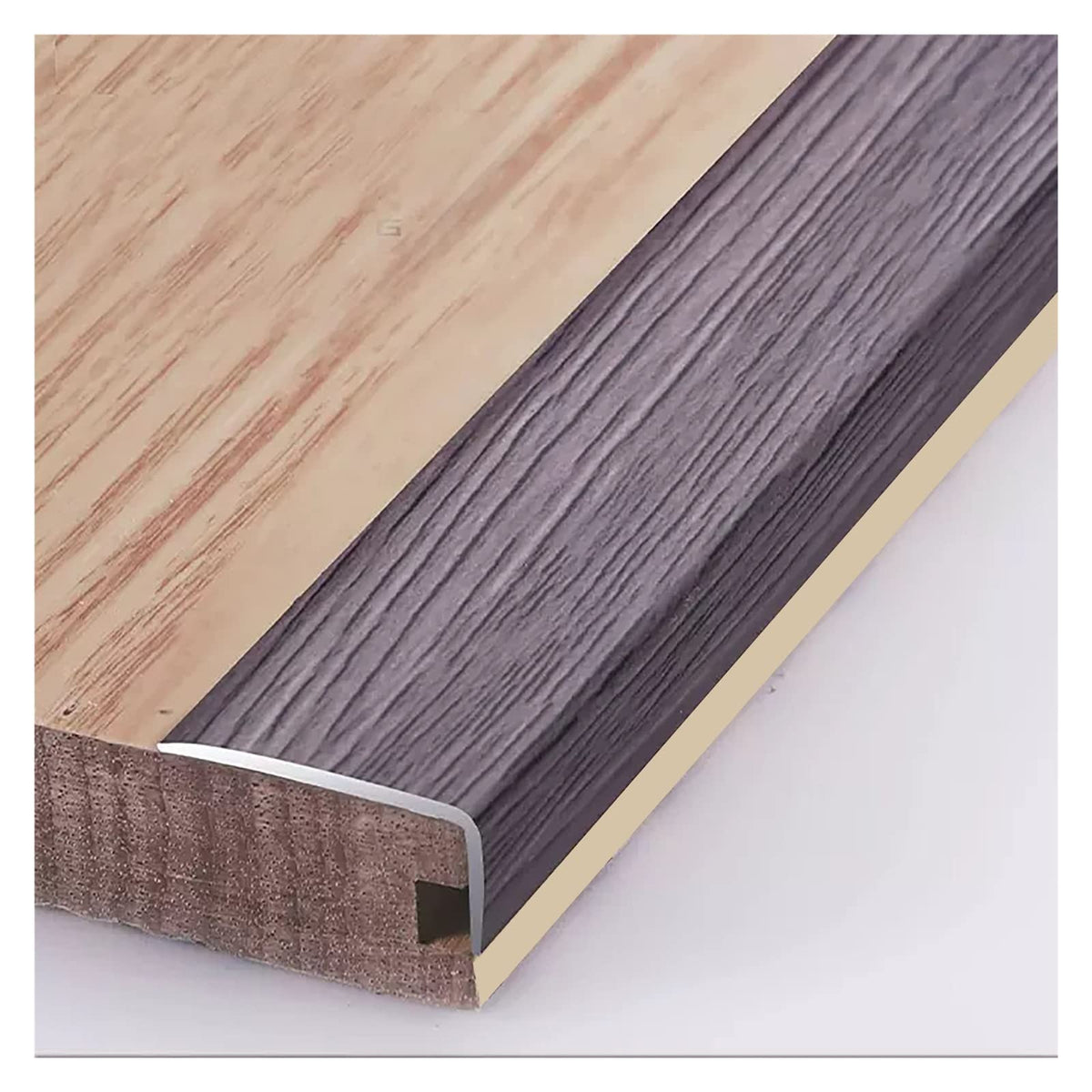 L Molding Metal Stair Steps Corner Trim Window Sill Edge Protectors, Wood Grain Finish Floor Transition Strip for Wooden Flooring/Laminate Floor (#7 50in/127cm)