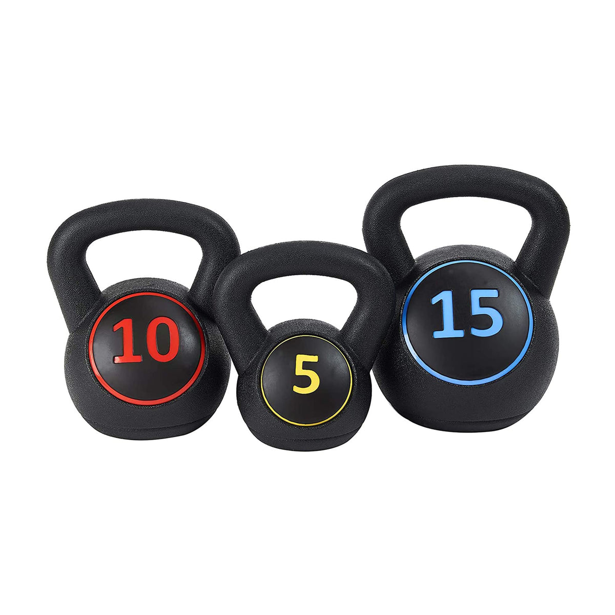 BalanceFrom Vinyl Kettlebell Set, 30/45/50/75 Pound Options – Cement-Filled Strength Training Weights with Ergonomic Grip and Color Coding for Full Body Fitness at Home or Gym