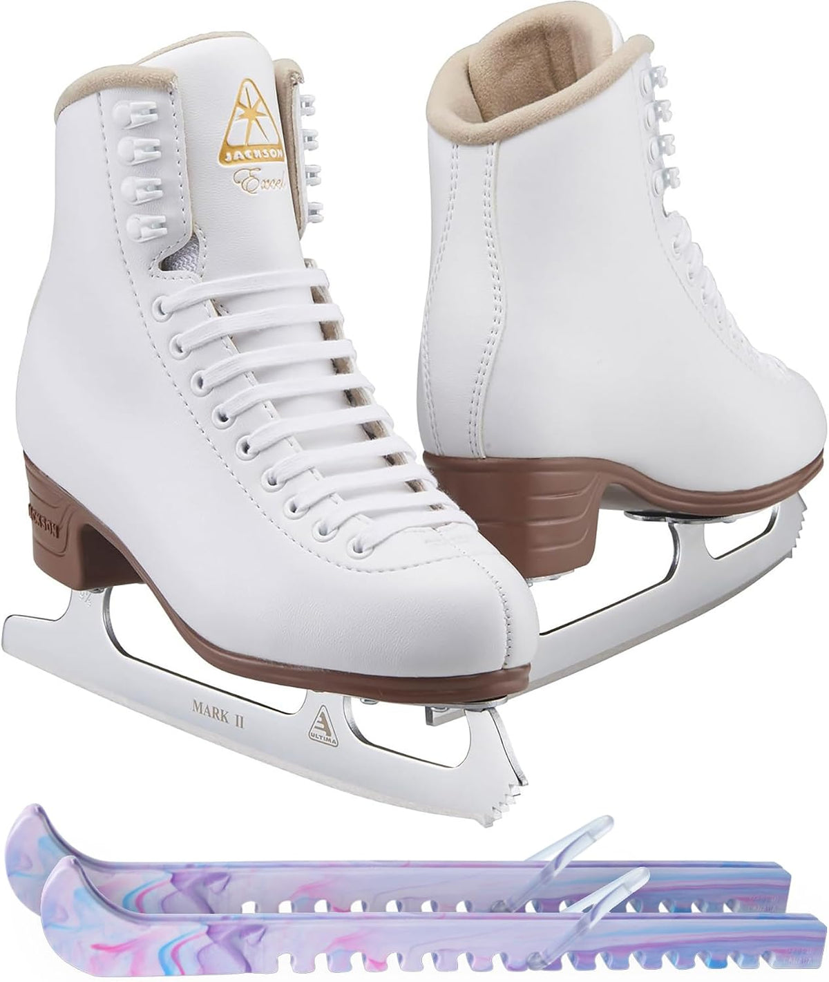 Jackson Ultima Excel for Women and Girls Figure Skate Bundle with Skate Guards