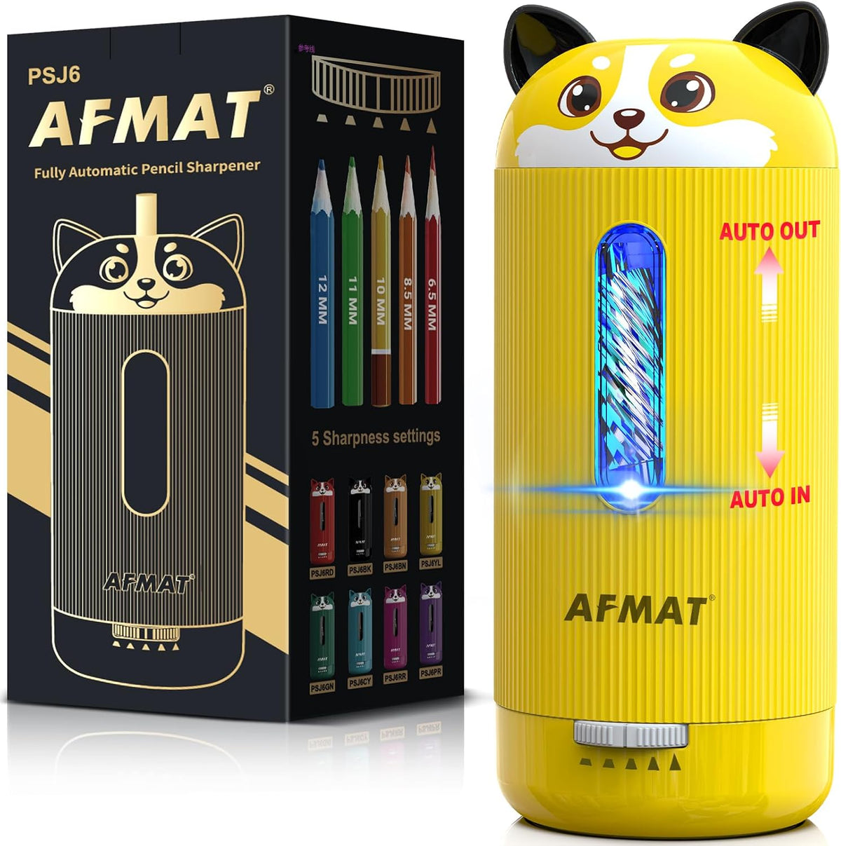 AFMAT PSJ6 Electric Pencil Sharpener, Fully Automatic, for 6.5-12mm Pencil