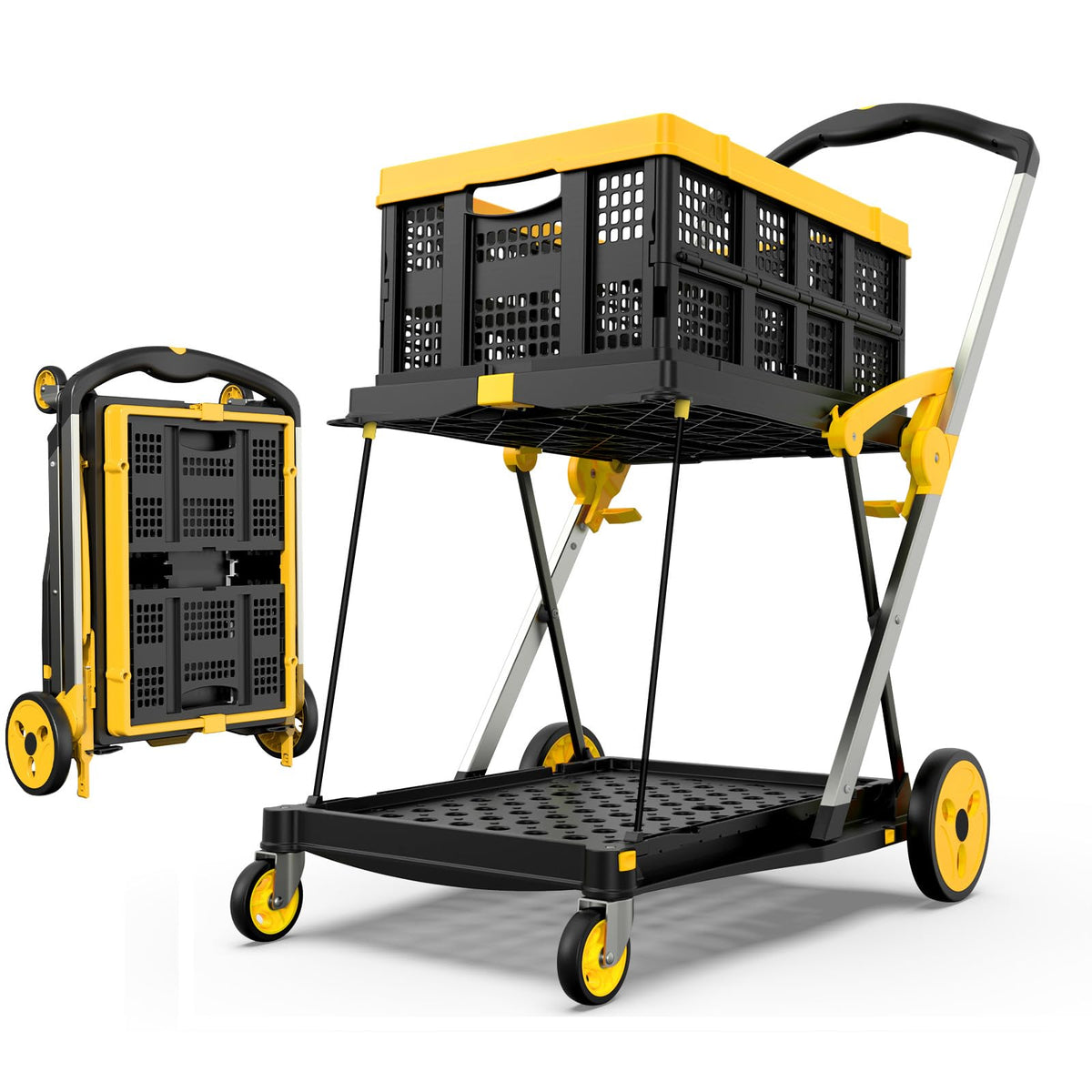 TOLRET Shopping Cart with Wheels, 200 lbs Capacity Grocery Cart on Wheels