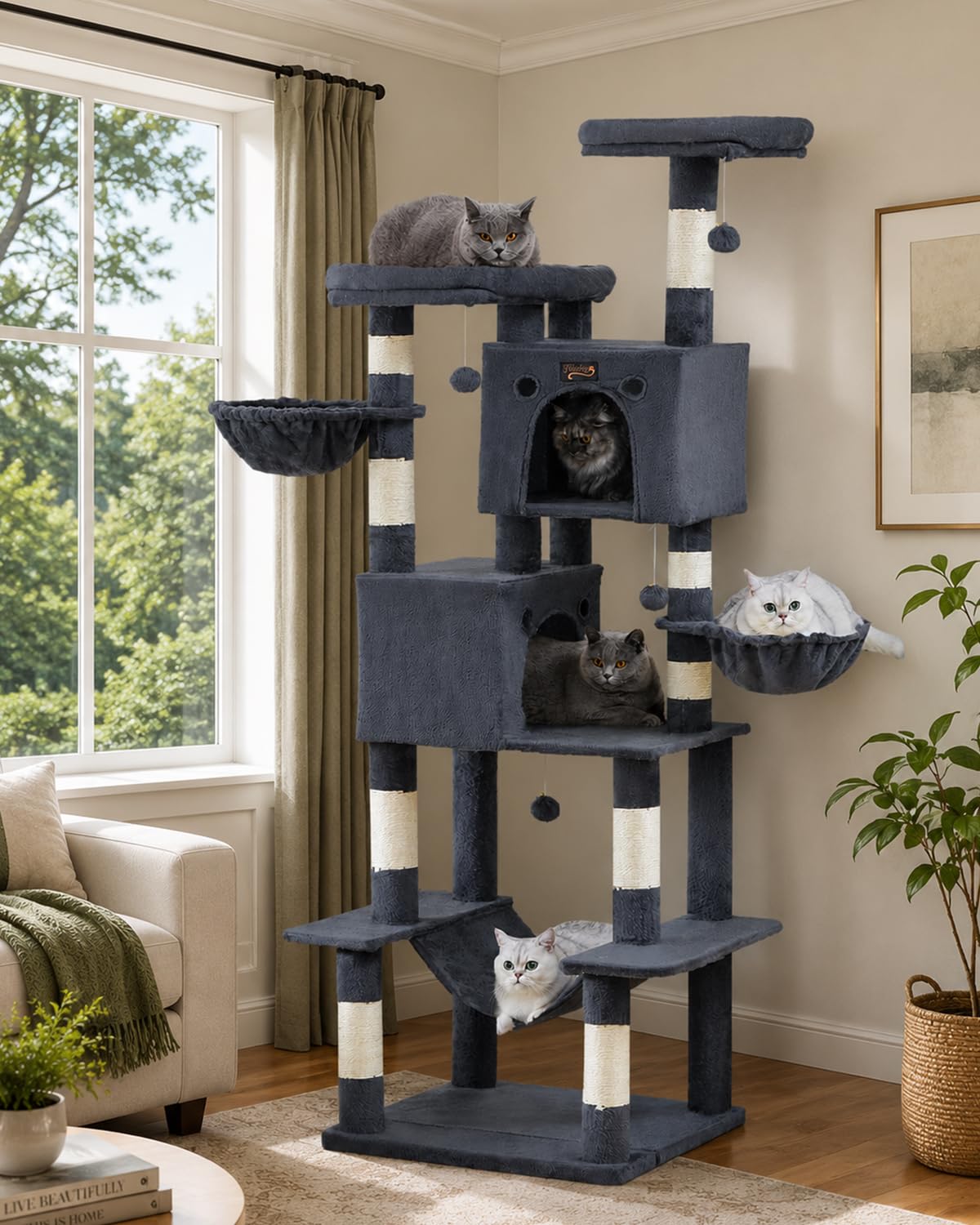 Cat Tree for Indoor Cats Large Adult, 84 in Extra Tall Heavy Duty Cat Tower