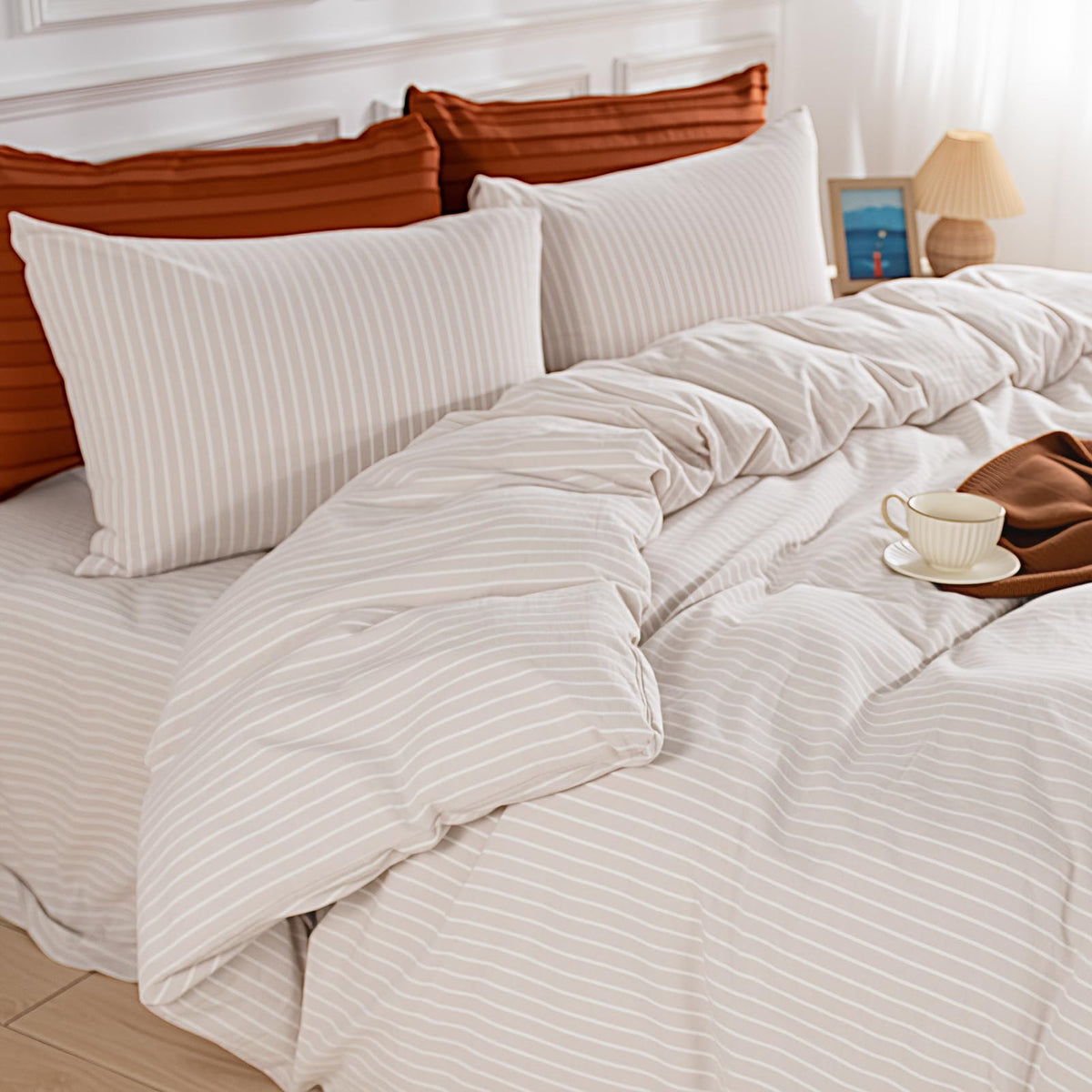 NEXHOME PRO Duvet Cover Set Queen Size Linen Look Textured 100% Washed Cotton Duvet Cover Burgundy Dark Red 3 Pieces Bedding Set with Zipper Closure,Breathable, Soft Organic Natural(No Comforter)
