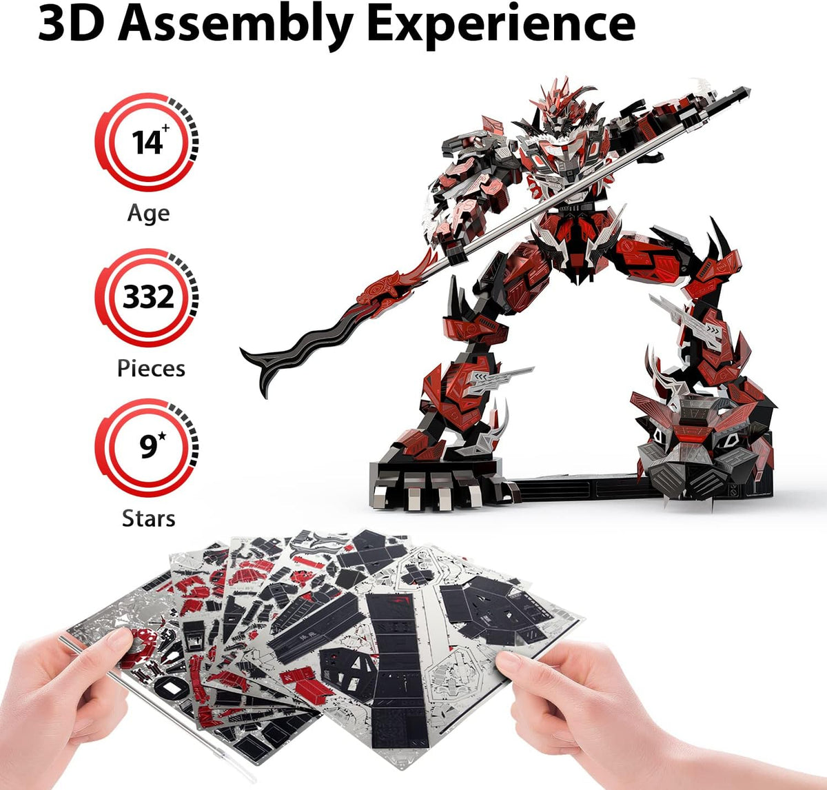 Microworld 3D Metal Puzzle, Famous Chinese Generals Zhang Fei, Mechanical Soldier Challenge Metal Model Kits, Brain Teaser Creative Gifts DIY 3D Puzzles for Adults