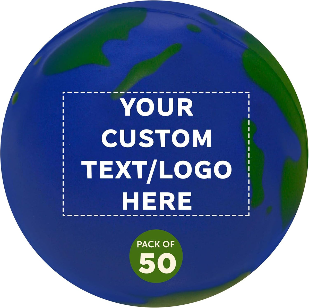 DISCOUNT PROMOS Custom Earth Squeeze Balls Set of 50, Personalized Bulk Pack - Perfect for Promotional Giveaways - Blue