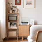 100% Solid Oak 4 Tier Ladder Shelf for Saving Space, Small Bookshelf with Stable Frame, Free Standing Ladder Shelves for Living Room Bedroom Couch(Natural,17.32" D x 16.53" W x 53.54" H)