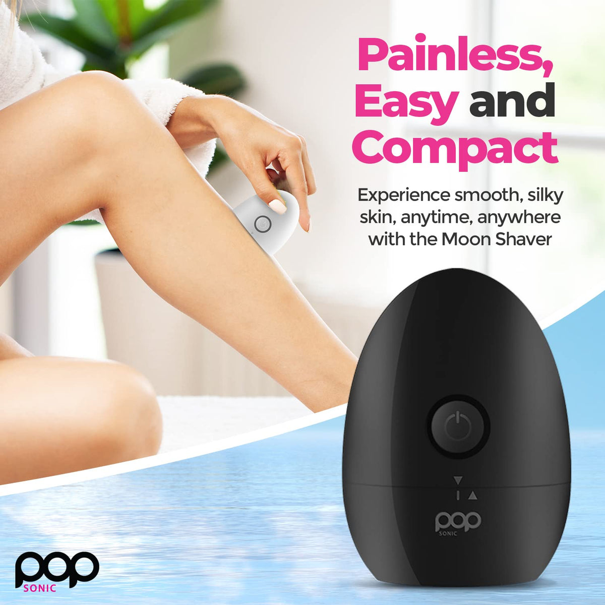 Pop Sonic Moon Shaver – 3-Head Electric Face & Body Shaver – (Black) – 3 Floating Rotary Heads Trimmer w/Removable Cap – Titanium Blades & Lithium-ion Battery – Razors for Women & Razors for Men