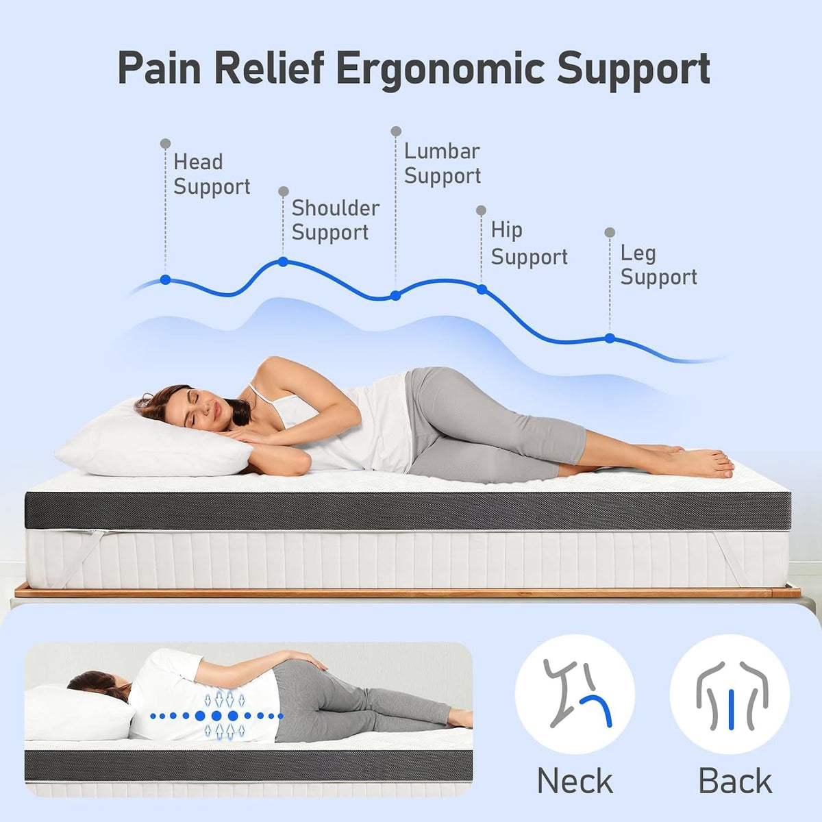 Extra Firm Mattress Topper Twin: 3 in Solid Support Bed Topper for Single
