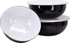 Golden Rabbit Enamelware Nested Mixing Bowls with Lids, Set of 3, Solid White Textured
