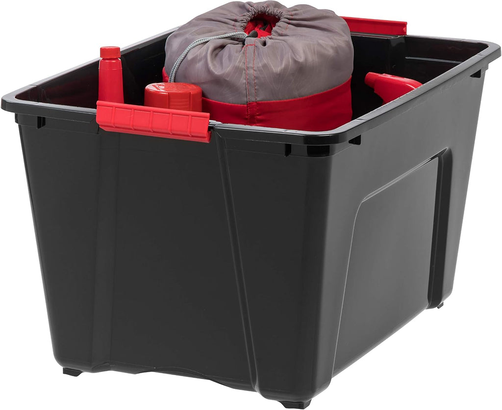 IRIS USA 6-Pack 54 Quart Storage Bins with Lids, Black