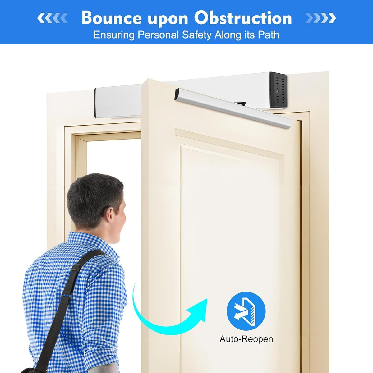 50W Automatic Sliding Door Opener, Automatic Door Opener Automatic Swing Door Opener Closer with 2 Remote Control, for Handicap Residential Commercial Use