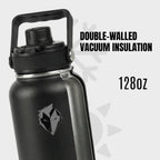 Ekkovision Ekko Flask Insulated Water Bottle, Stainless Steel, Black,128 Oz