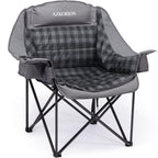 2 Pack Oversized Camping Chair for Adults, Portable Heavy Duty Padded Outdoor Chairs with Phone Pouch and Side Cup Holder for Camping, Fishing, Beach, Sports, Supports 500lbs