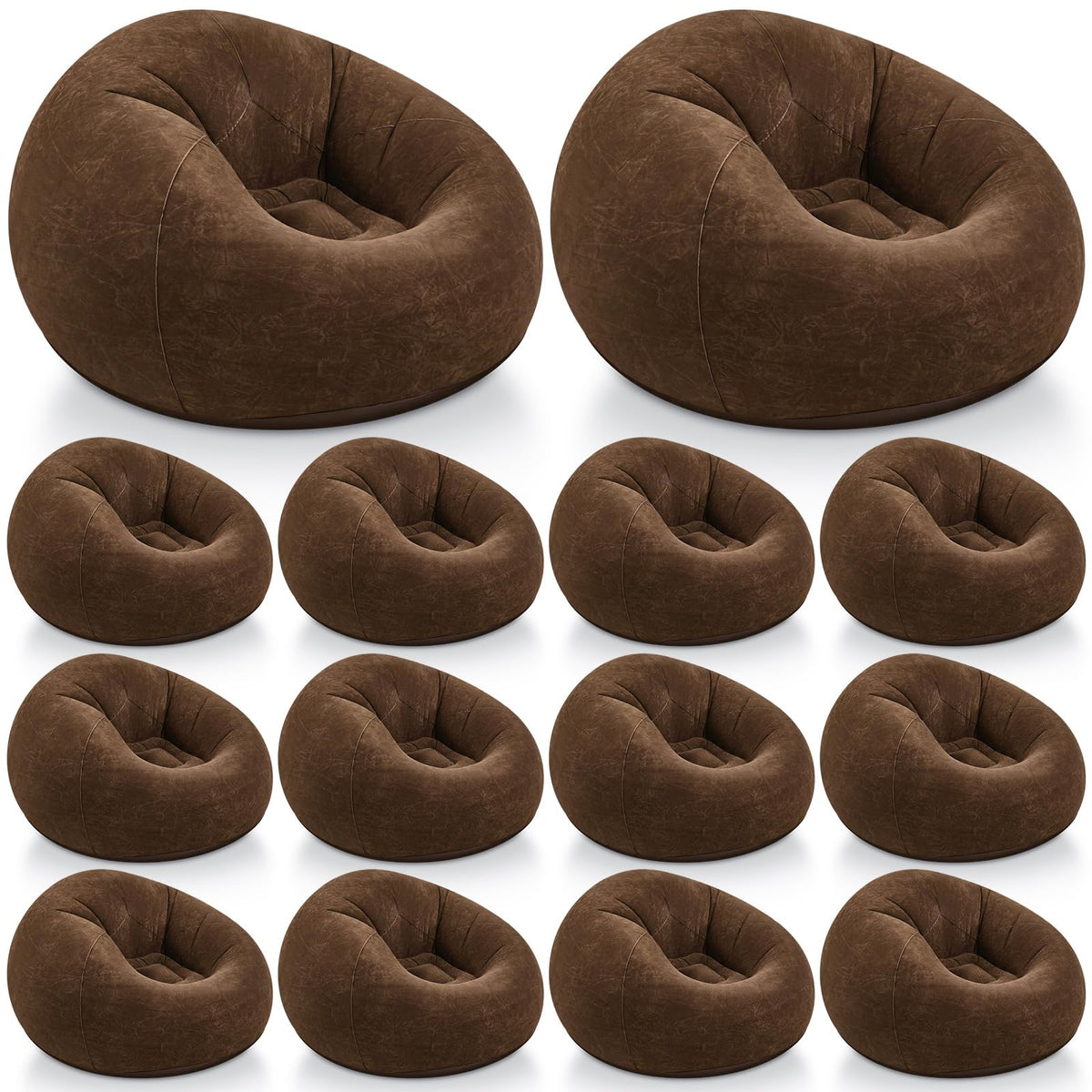 Realspring Inflatable Bean Bag Chairs,Coffee,4 Pcs