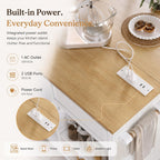 IRONCK Kitchen Island with Power Outlet, 3-Tier Side Storage Rack, White