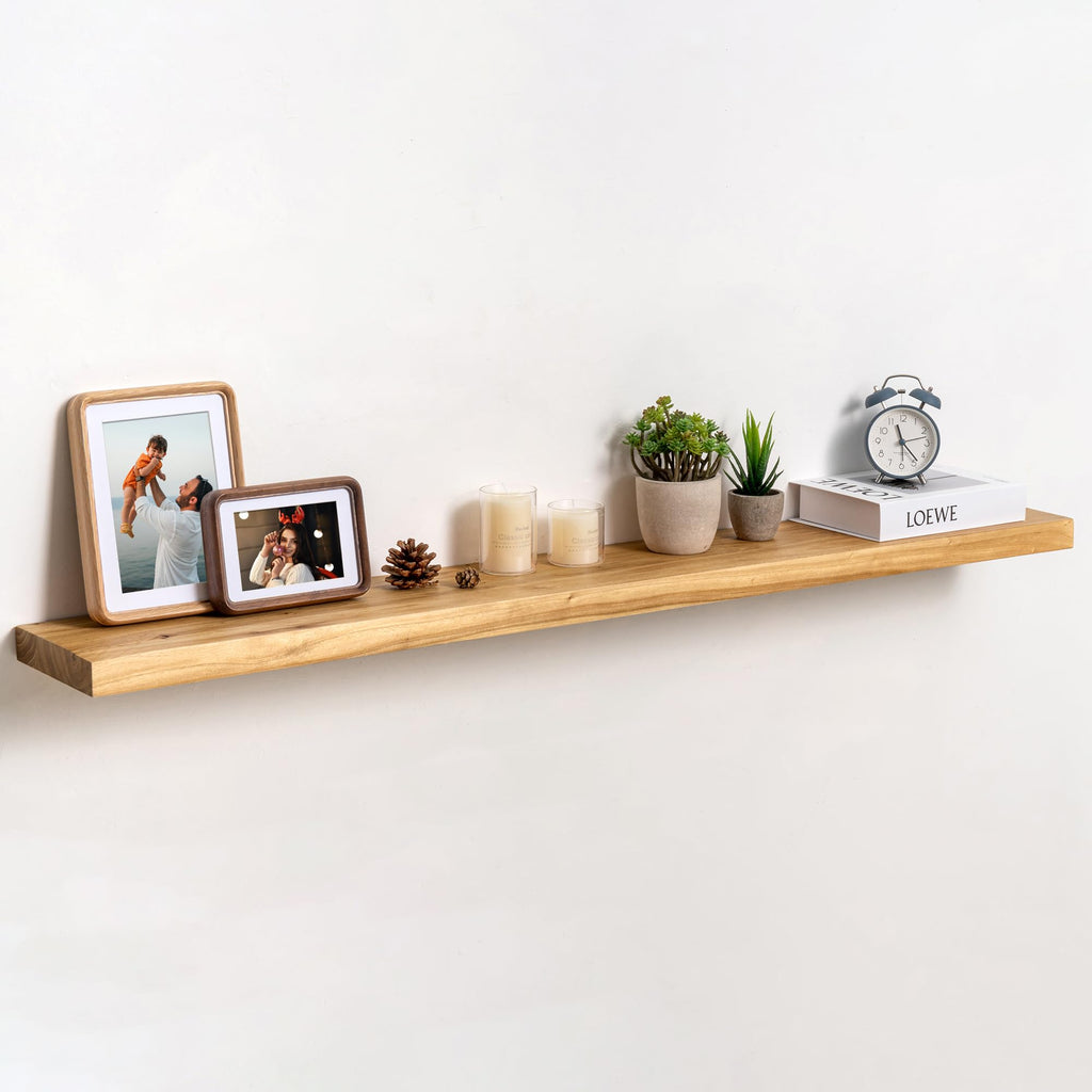 fuqing Live Edge Floating Shelves for Wall, 20 Inch Solid Elm Wood Shelves