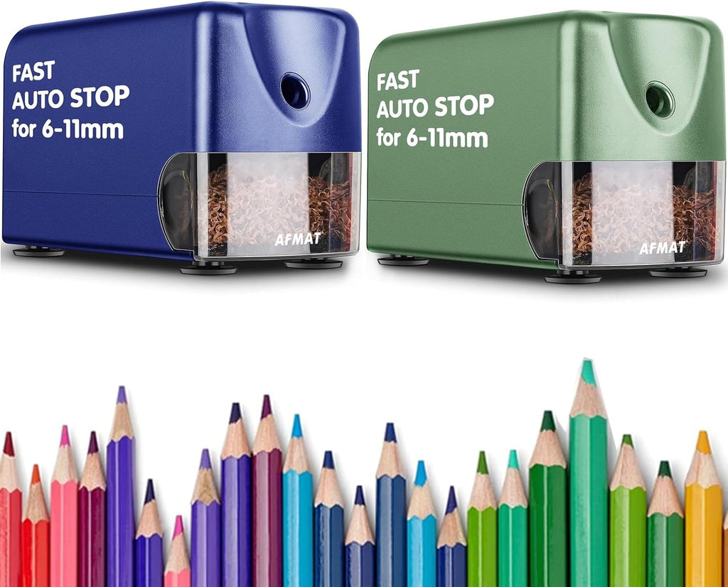 AFMAT Heavy Duty Electric Pencil Sharpener, 2 Pack (Blue + Green)