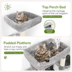 Globlazer 52in Cat Tree Tower for Indoor Cats, 2 Condos, S52, Light Grey