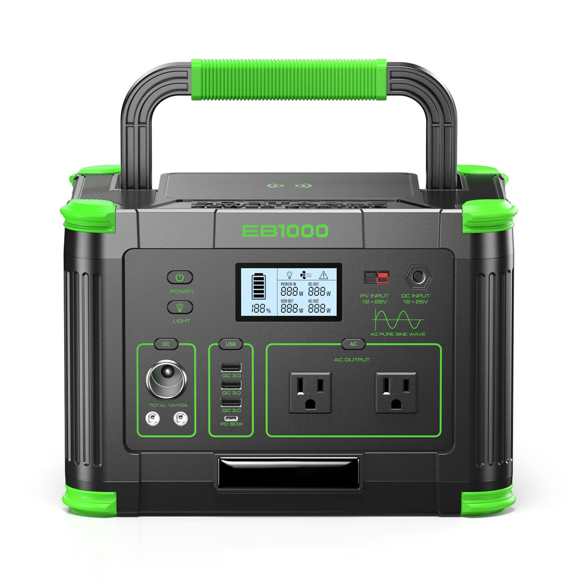 Portable Power Station 500W, 519.48Wh/140400mAh Solar Generator Backup