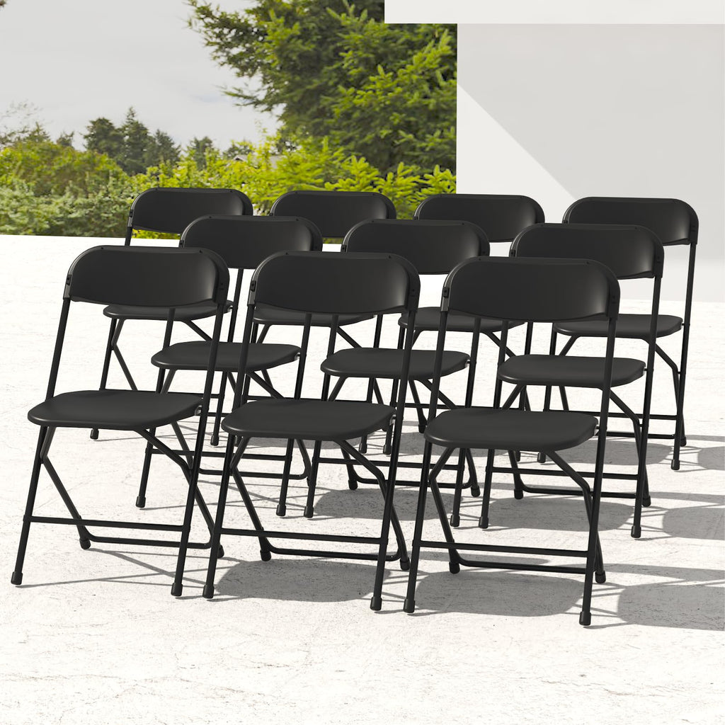 10 Pack White Folding Chairs for School Events Wedding Party Picnic