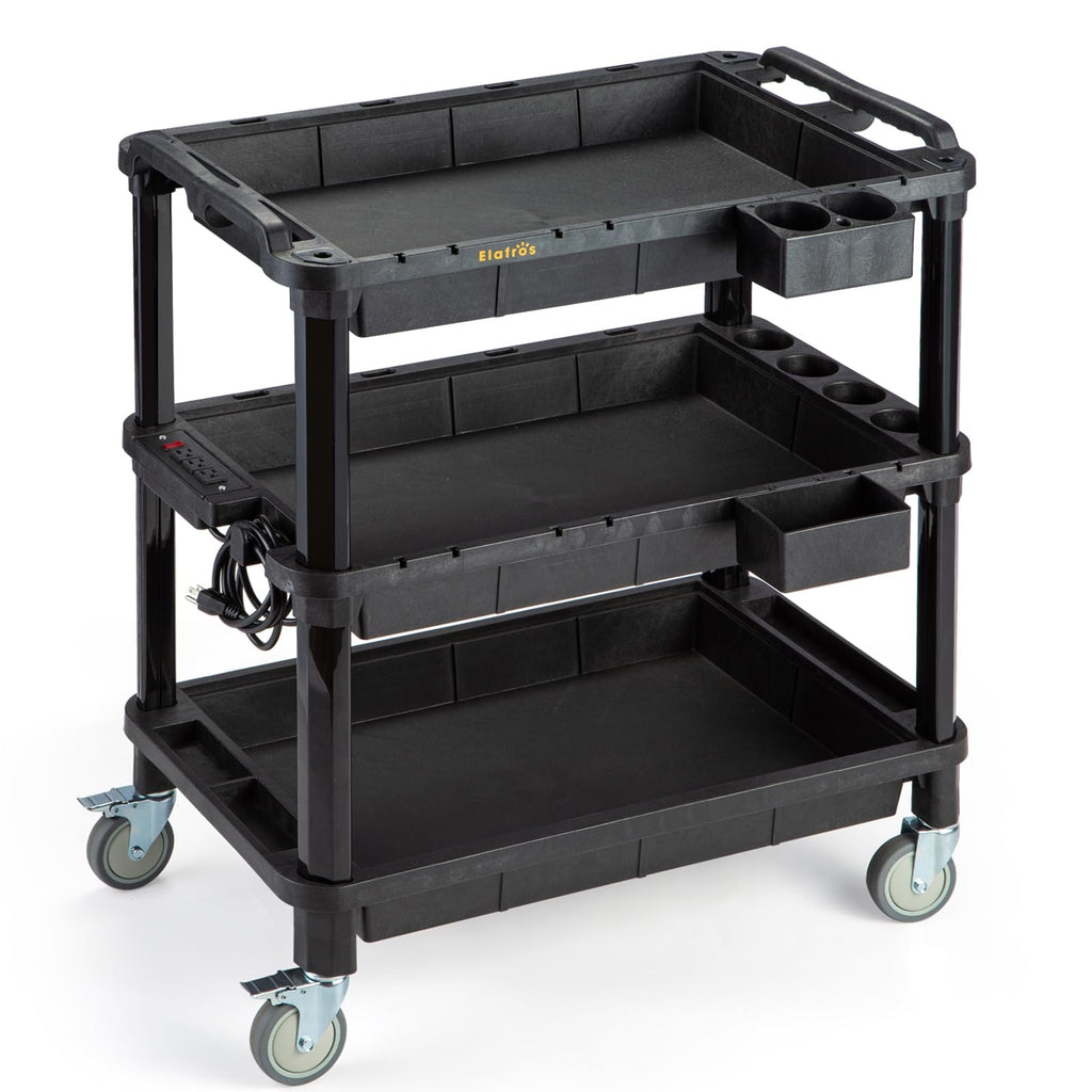 ELAFROS 3-Shelf Heavy Duty Rolling Utility Cart, 32.4 x 18.3 in