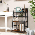 Tangkula 3-Tier Ladder Shelf, Industrial Wood Bookshelf