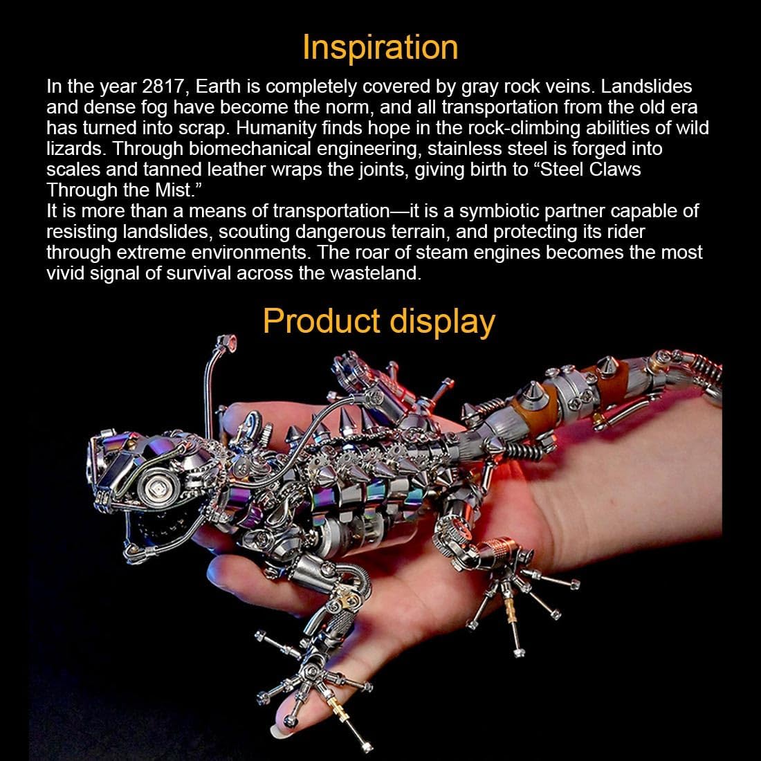 3D Metal Puzzle for Adults, Chameleon Puzzle Building Set, 3D Metal Model Kit, Brain Teaser Puzzles DIY Assembling for Stress Relief - High end Men's Gift (1100pcs)