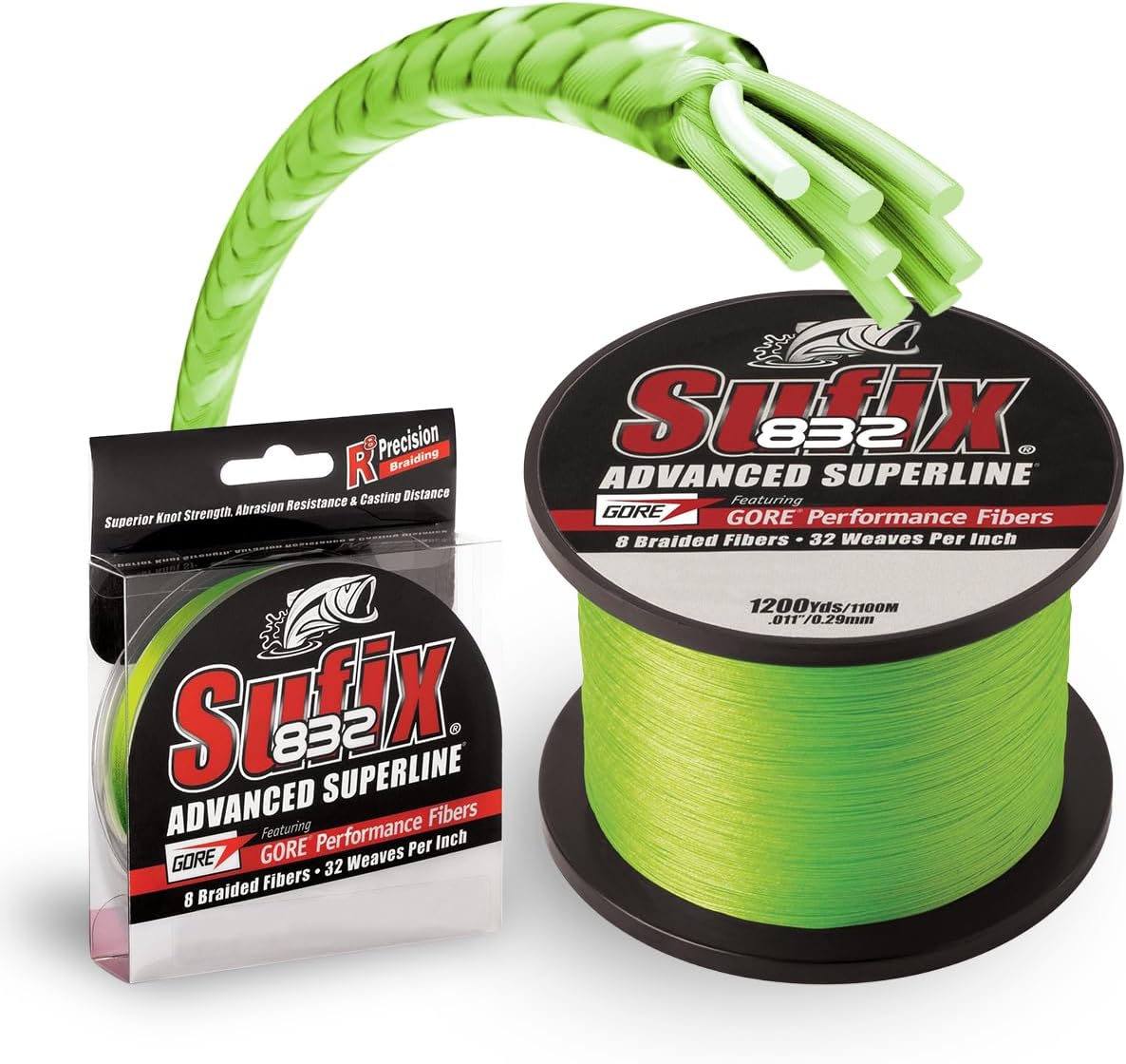 Sufix 832 Braid Line-1200 Yards (Neon Lime, 80-Pound)