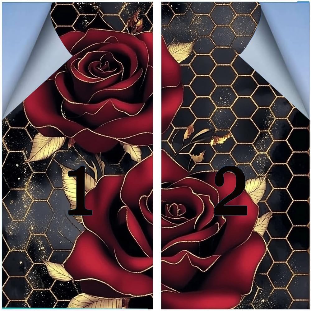 Elegant Roses Stained Glass Window Film 35.4Wx55.1L inch x 2pcs