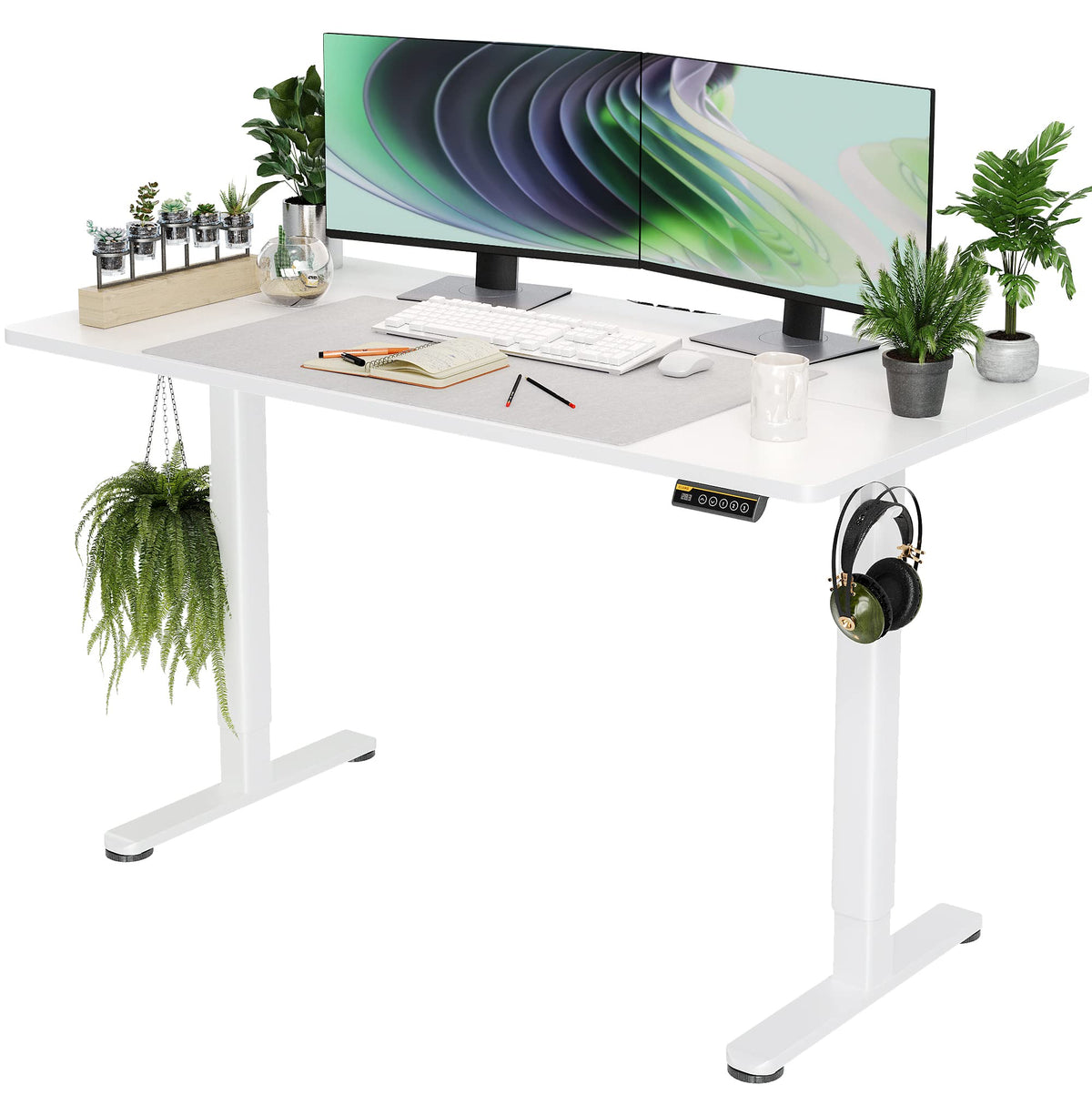Claiks Electric Height Adjustable Standing Desk, 48x24 Inch, Nature