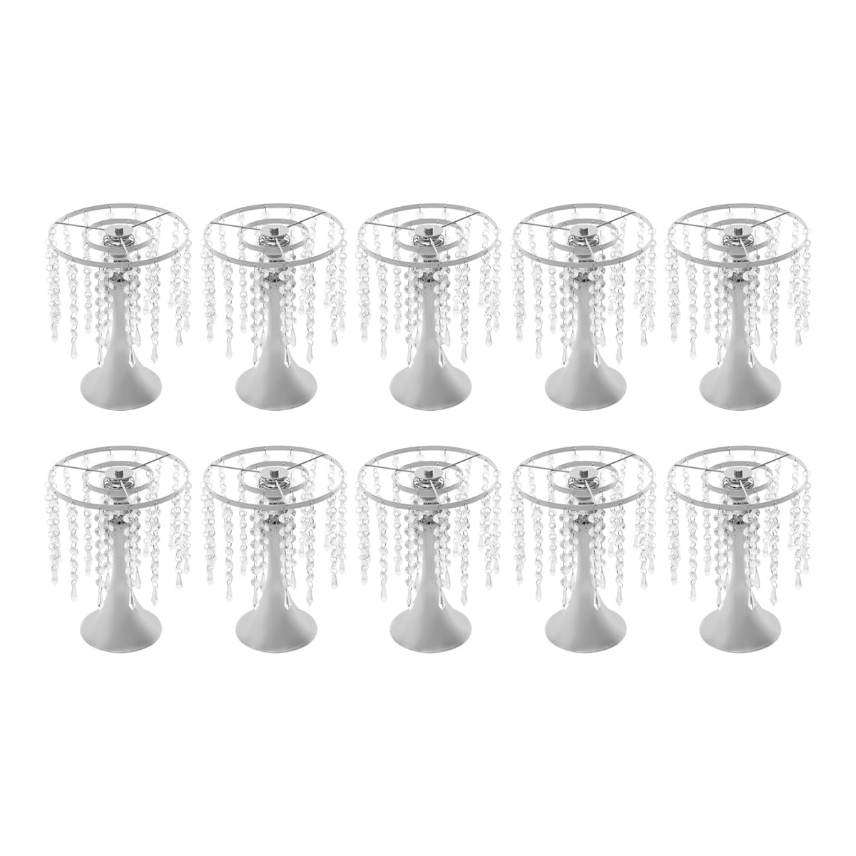 Wedding Centerpieces Silver Vases,10PCS Metal Flower Candle Holder with Sparkling Crystal Beads,Crystal Flower Vase Metal Flowers Stand for Party Tables Decorations (10PCS-Sliver-3)