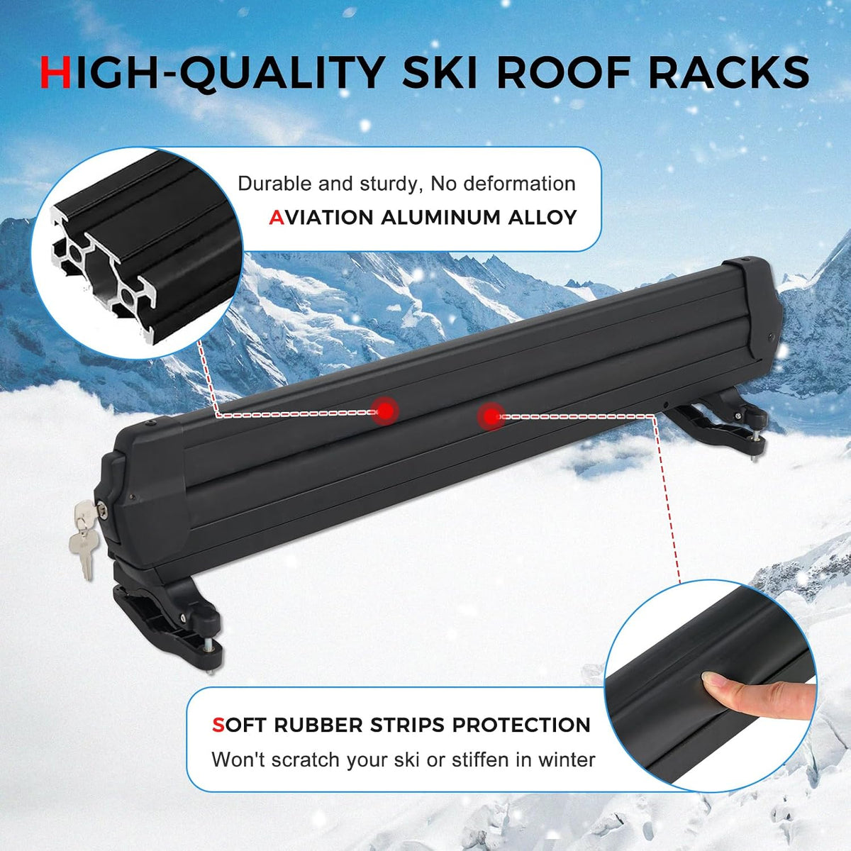Ski and Snowboard Roof Racks, 28" Universal Ski Roof Rack Carrier