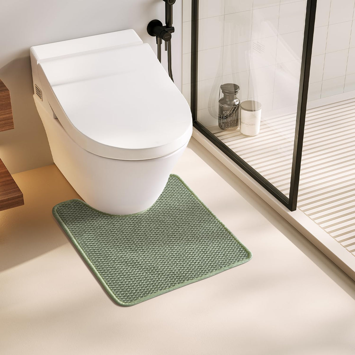 TYUU Bathroom Runner Rugs, Long Bath Mat Runner Washable Thin Quick Dry Low Pile Bathroom Runner Rugs Non Slip, Beige 24"x70"