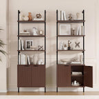 Halitaa 71”Ladder Shelf with Storage Cabinet, Wall Mounted Ladder Bookshelf