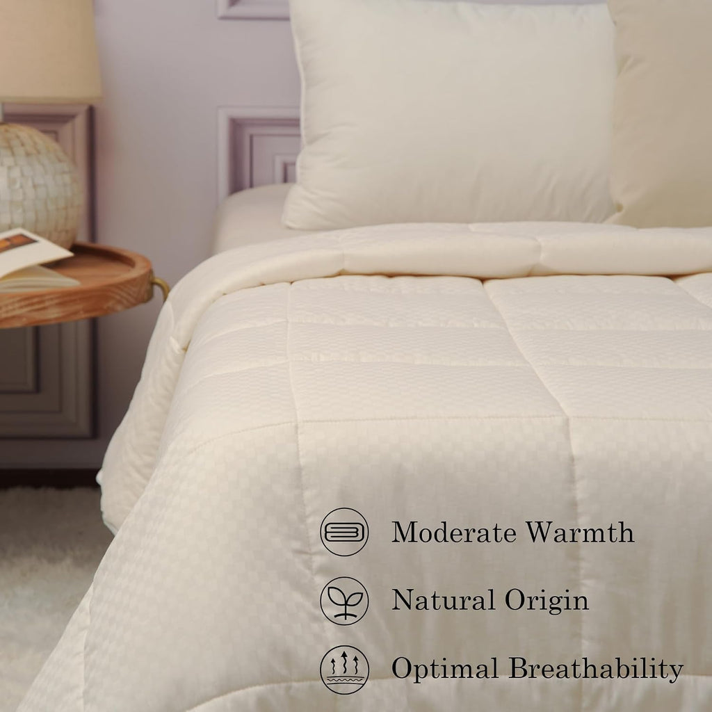 CUDDLE DREAMS Classic Wool Comforter (Midweight for All Season, Queen)