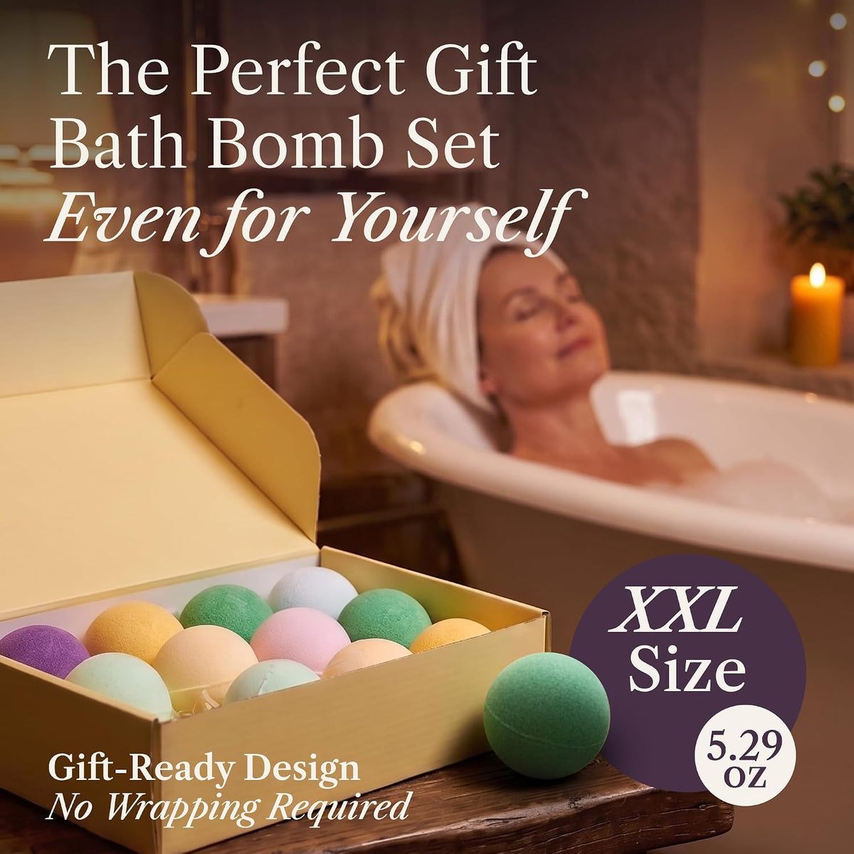 AdeleGourdain Large Bath Bombs for Women, XXL 12pc Birthday Gifts for Women