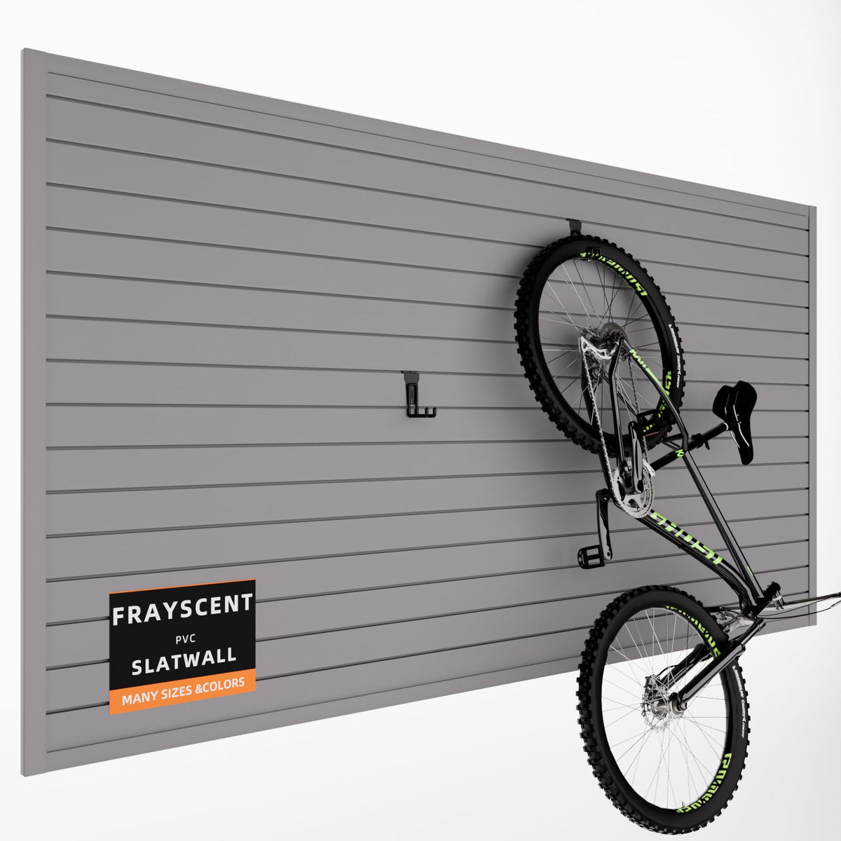 FRAYSCENT Slat Wall Paneling Garage Slat Wall Storage Systems Slatwall Panels Power Tool Organizer Wall Mount, PVC Garage Storage & Organization Products Slate Board (Black, 4ft x 8ft)