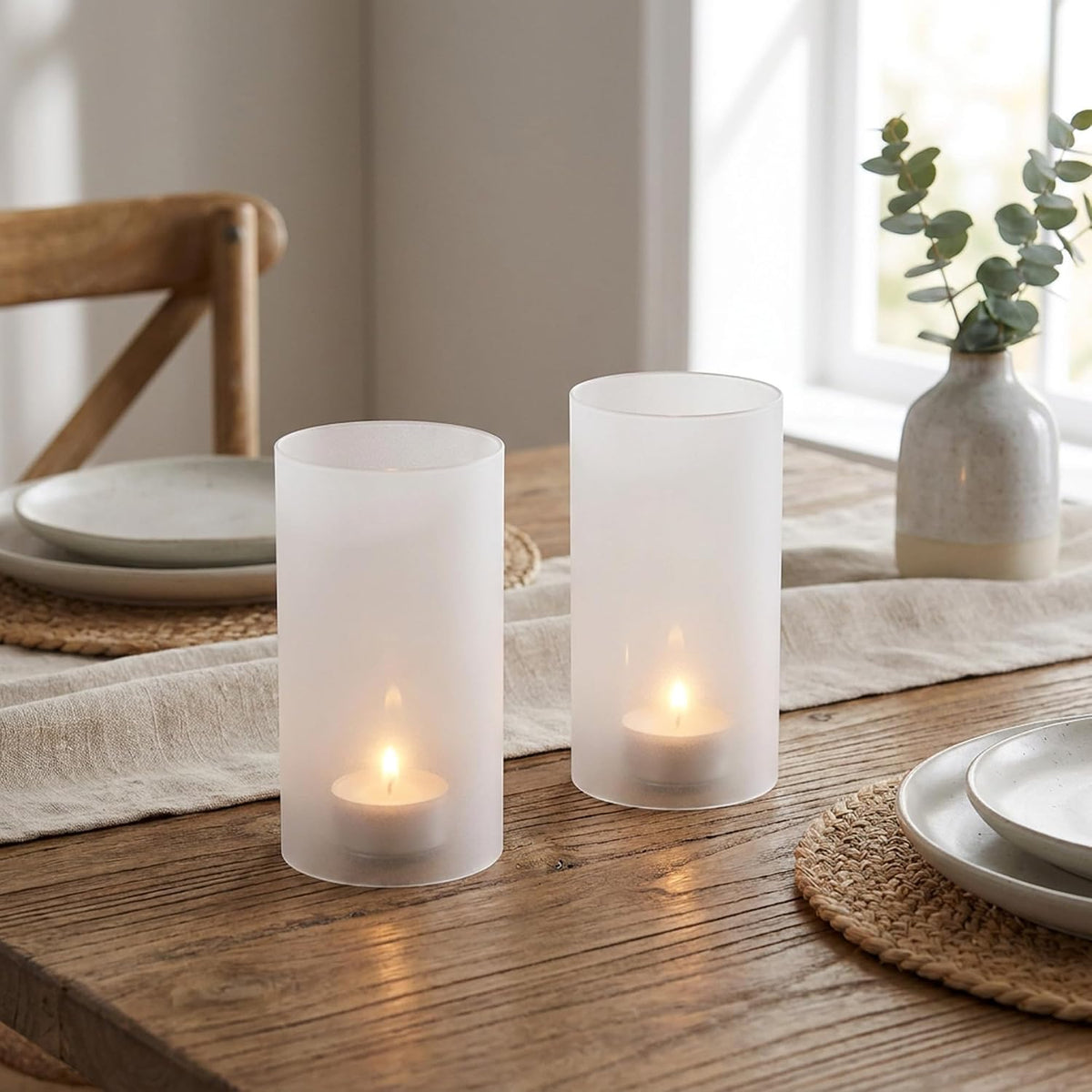 WGVI Hurricane Candle Holder Sleeve, W: 3", Ht: 6", Frosted Glass Cylinder Open Both Ends, Chimney Tube Shade, 24 Piece