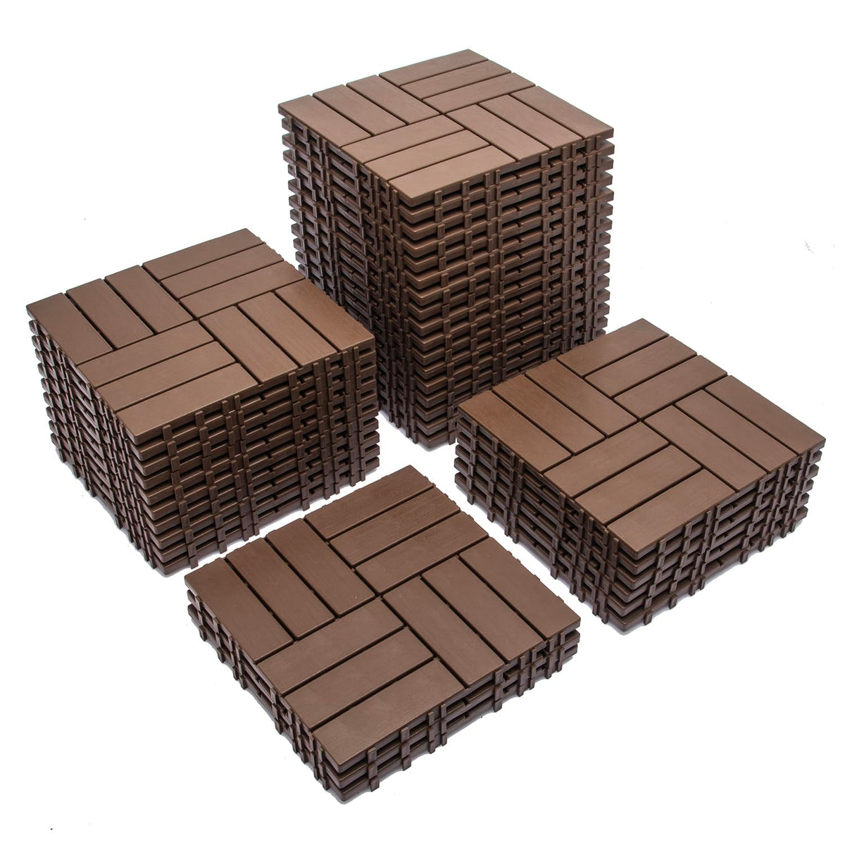 12" Patio Deck Tile, Patio Flooring, 44 Packs Deck Tiles Interlocking Outdoor All Weather, Flooring Tiles for Balcony, Backyard Pool decking Tiles, Easy Installation, Dark Gray - Stone Texture