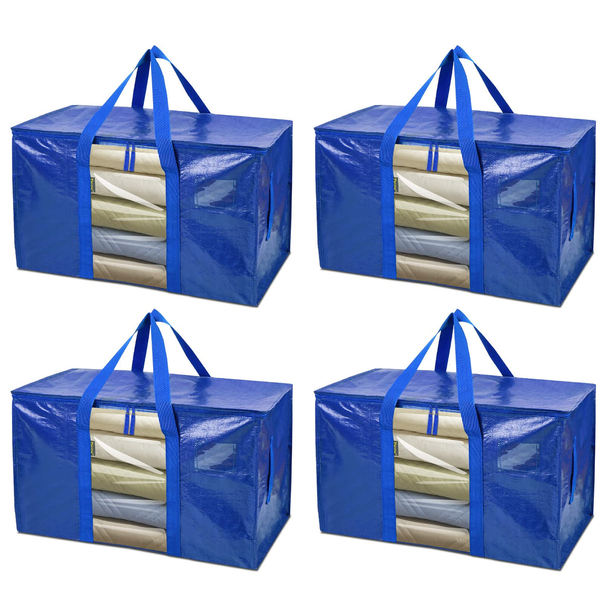 BALEINE 16-Pack Oversized Moving Bags with Reinforced Handles, Heavy-Duty Storage Tote for Clothes, Moving Supplies (Clear, 16-Pack)