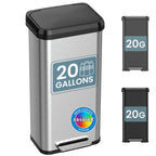 iTouchless 13.2 Gal / 50L Slim Step Pedal Kitchen Trash Can | Odor Filter