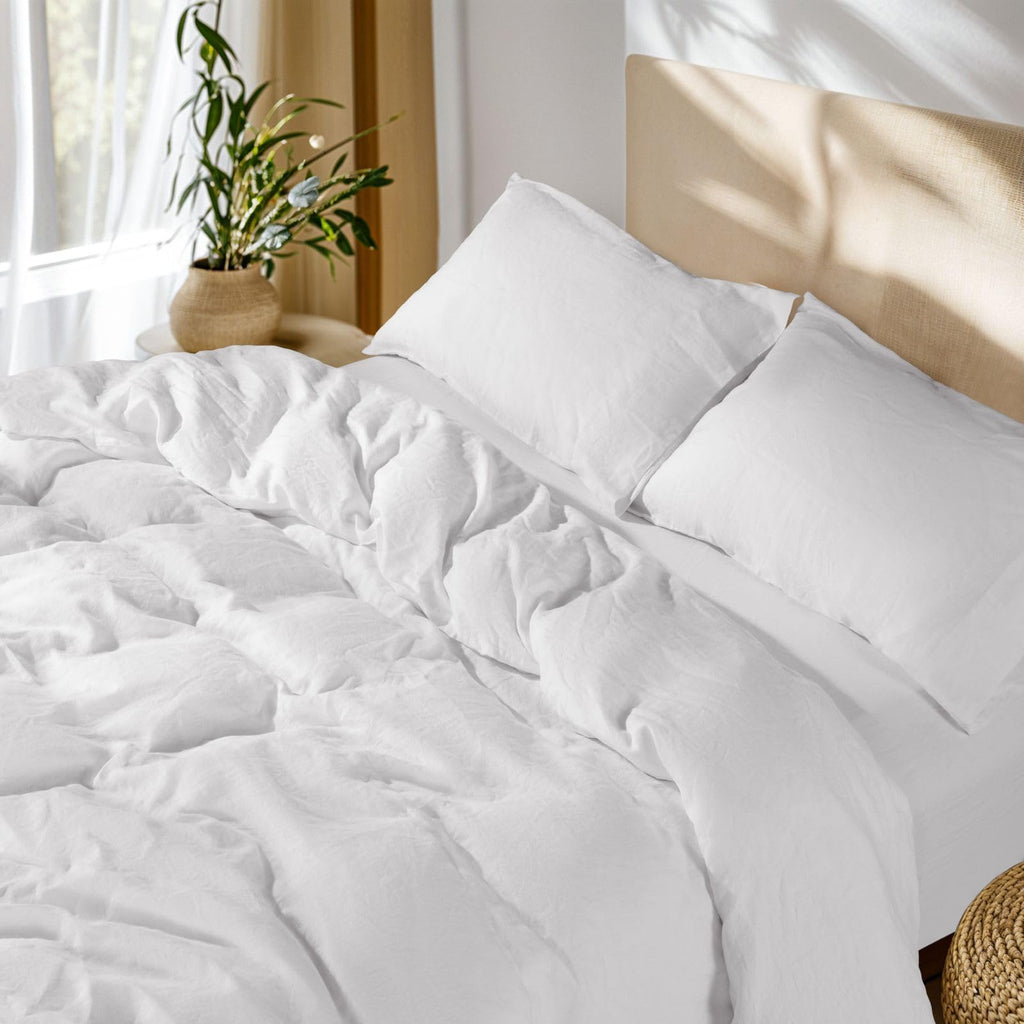 SONORO KATE 100% French Linen King Duvet Cover Set,Zipper Closure,3PC
