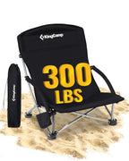KingCamp Low Beach Chairs 2 Pack, Folding Portable High Back Chair