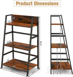 Tangkula 3-Tier Ladder Shelf, Industrial Wood Bookshelf