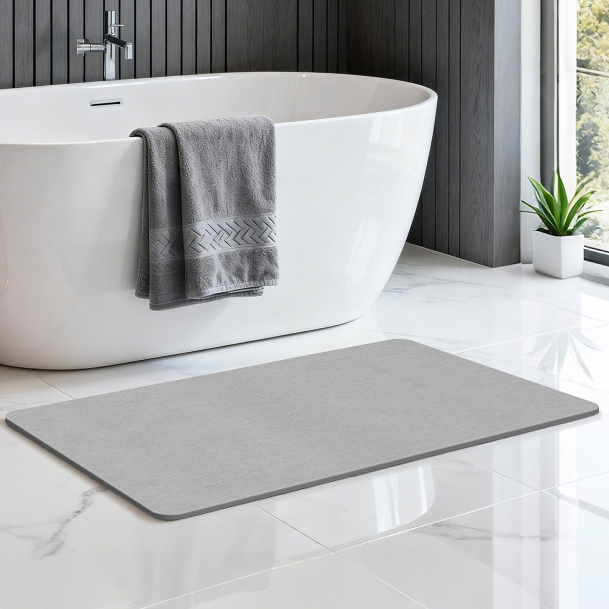 THMINS Extra Large Stone Bath Mat, 36''x24'' Stone Shower Mat